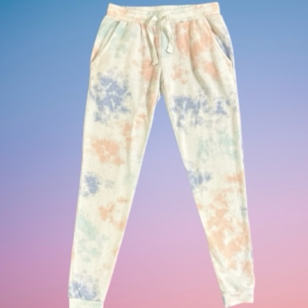 Vintage Havana Girl's Blue & Pink Tie-Dye Drawstring Fleece Joggers - Size 14